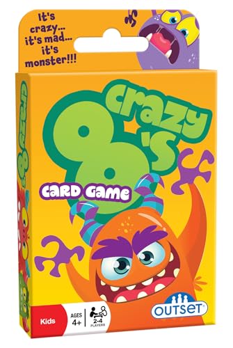 Outset Media Crazy 8s Card Game - The Classic Game of Monstrous Mayhem - Contains 36 Over-Sized Cards for 2 to 4 Players Ages 4 and up