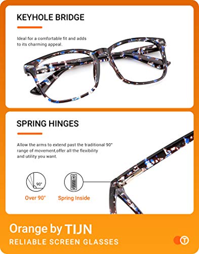 TIJN Blue Light Blocking Glasses for Women Men Clear Frame Square Nerd Eyeglasses Anti Blue Ray Computer Screen Glasses