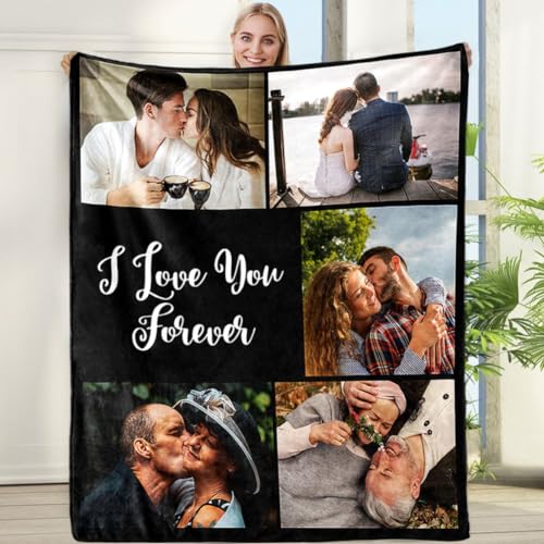 COSPOT Custom Photo Blanket for Couples, Personalized Fleece Throw Blankets, Flannel Picture Blanket, Gifts for Husband/Wife/Girlfriend/Boyfriend, Birthday Valentines 30" W x 40" L