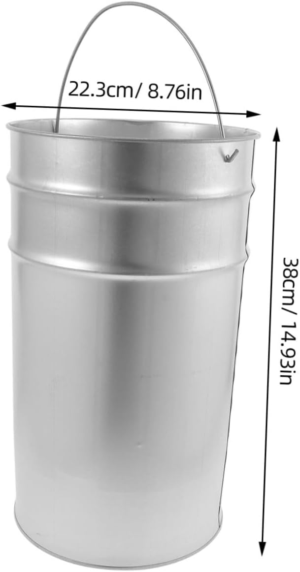 Outdoor Galvanized Trash Bucket Sturdy Metal Garbage Can for Multipurpose Use for to Clean Comfortable Handle