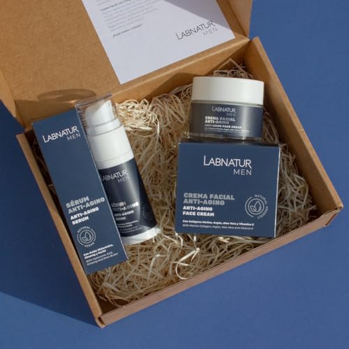 Pack Cosmética Masculina Absolute Men Care. CREMA + SERUM Anti-Aging para hombre. Con ácido hialurónico, aloe vera, argán y colágeno marino.