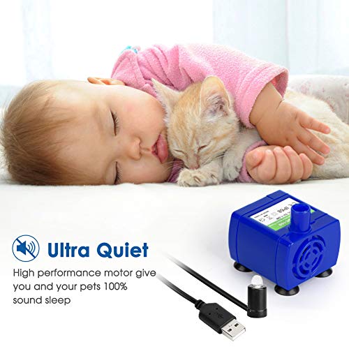 Bomba de fuente de agua para gatos DC 5V con puerto USB y luz LED miniatura 5