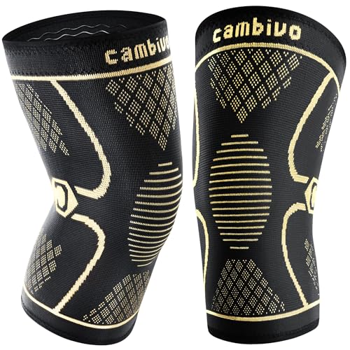 Image of CAMBIVO Copper Knee Braces for Men and Women (2 pack) -Knee Supports Copper Compression Knee Sleeve for Knee Pain, Arthritis, Sports and Recovery Support