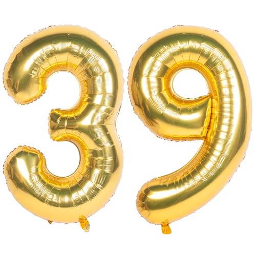 40 Inch gold Number Balloons 39 Helium Foil Mylar Balloon