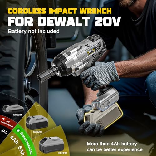 Cordless Impact Wrench 1/2 inch Compatible with Dewalt 20v Battery, 1700 Ft-lbs High Torque Impact Driver with 6Pcs Sockets & Storage Case, Electric Impact Gun with 4-Speed & LED Light