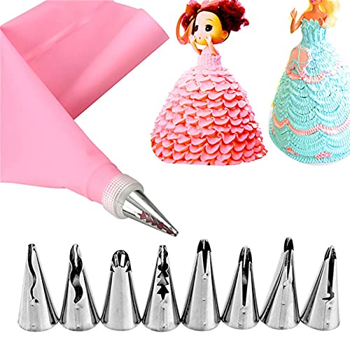 10 stks/set Bruiloft Cake Decorating Icing Rvs Russische Nozzles Rok Cake Nozzles Buiten Tips Gebak Siliconen Caketassen… - Image 2