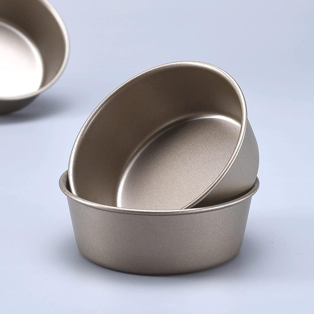 Round Metal Baking Mold,set Fixed Bottom Non Stick Cake Baking Supplies,for Egg Tart Hamburger Bun Oven Kitchen Bakery Molds (Color : Gold, Size : 5 pieces4.1×1.5inch)
