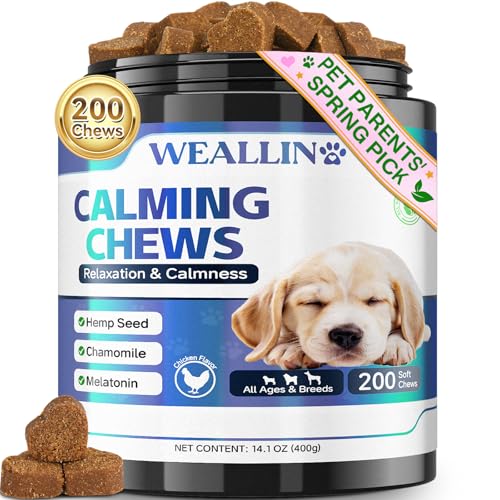 200 PCS Hemp Calming Chews for Dogs 200, Advanced Calming Treats for Dogs with Hemp Oil Melatonin Chamomile for Anxiety Relief, Separation, Stress Relief - Chicken Flavor
