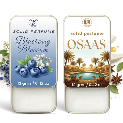 Image of Dr.Mashur Solid Perfume |blueberry blossom&Osaas Alcohol Free Wax Perfume Balm, Long Lasting | Pocket Tin 12g, Pack Of 2| Non Greasy Smooth Glide, Travel Friendly Unisex Gifts He Or Her
