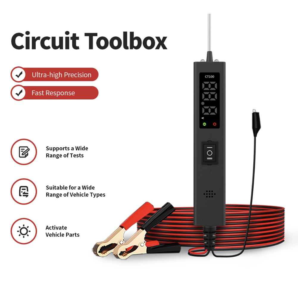 12-24V CT10 Test Light Automotive, Power Circuit Probe Kit, Car Fuse Tester, AC DC Outlet Tester, Automotive Short Circuit Finder