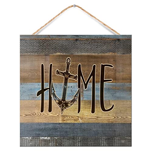 Plaque murale en bois océan et ancre pour une décoration côtière naturelle