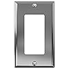 ELEGRP Decorative Stainless Steel Receptacle Wall Plate, 1-Gang Metal Wall Outlet Switch Cover, Standard Size Decorator Faceplates Covers, ETL Listed, Color-matched Screws Included, 1 Pack