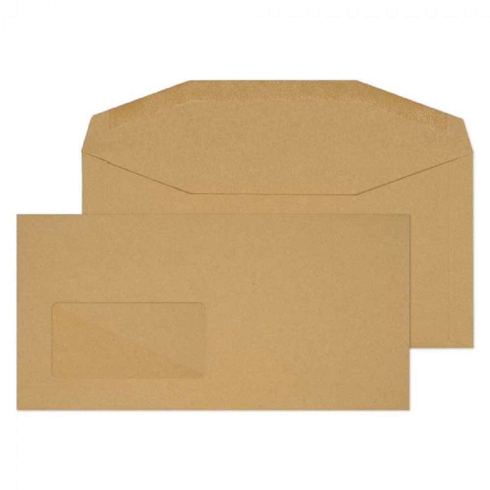 Blake Purely Everyday DL+ 114 x 229 mm 80 gsm Gummed Mailer Window Envelopes (2704) Manilla - Pack of 1000