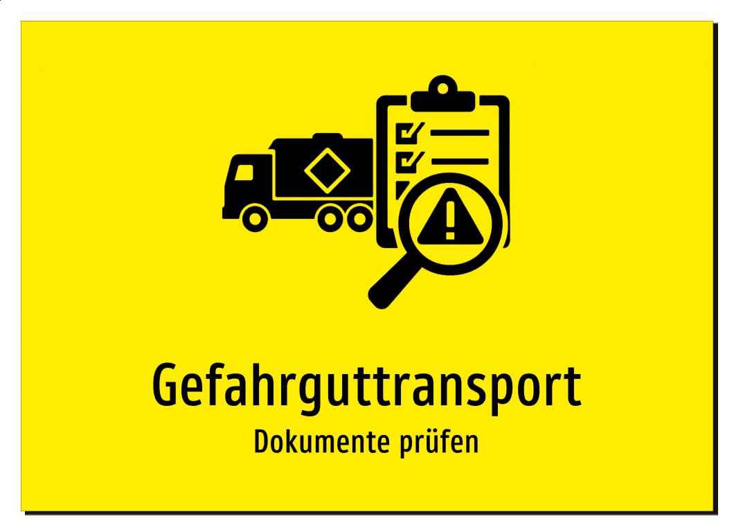 36005-DE-S-09 | Gefahrguttransport - Dokumente prüfen | Aluminiumschild A2, 594 x 420mm | mit Symbolgrafik und Text