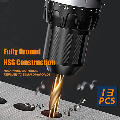 Hex Shank M35 Cobalt Drill Bit Set 13 Pcs (1/16"-1/4"), Impact Quick Change Drill Bit Set For Cast Iron, Hardened Metal, Stainless Steel, Wood And Plastic #TOP4