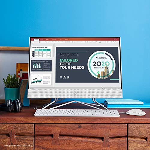 Image of HP 22-inch All-in-One Desktop Computer, AMD Athlon Silver 3050U Processor, 4 GB RAM, 256 GB SSD, Windows 10 Home (22-dd0010, White), Snow White