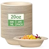 greensight 200 Stück Pappschalen Einweg Suppenschalen 590ML Zuckerrohr Einweggeschirr Suppenteller Einwegsuppenschale Braun Schälchen Bio Party Rund Kompostierbare Einwegteller tief