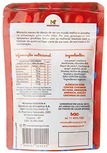 Snack de Berries com Chocolate 80% sem Açúcar Vegano Monama 40g