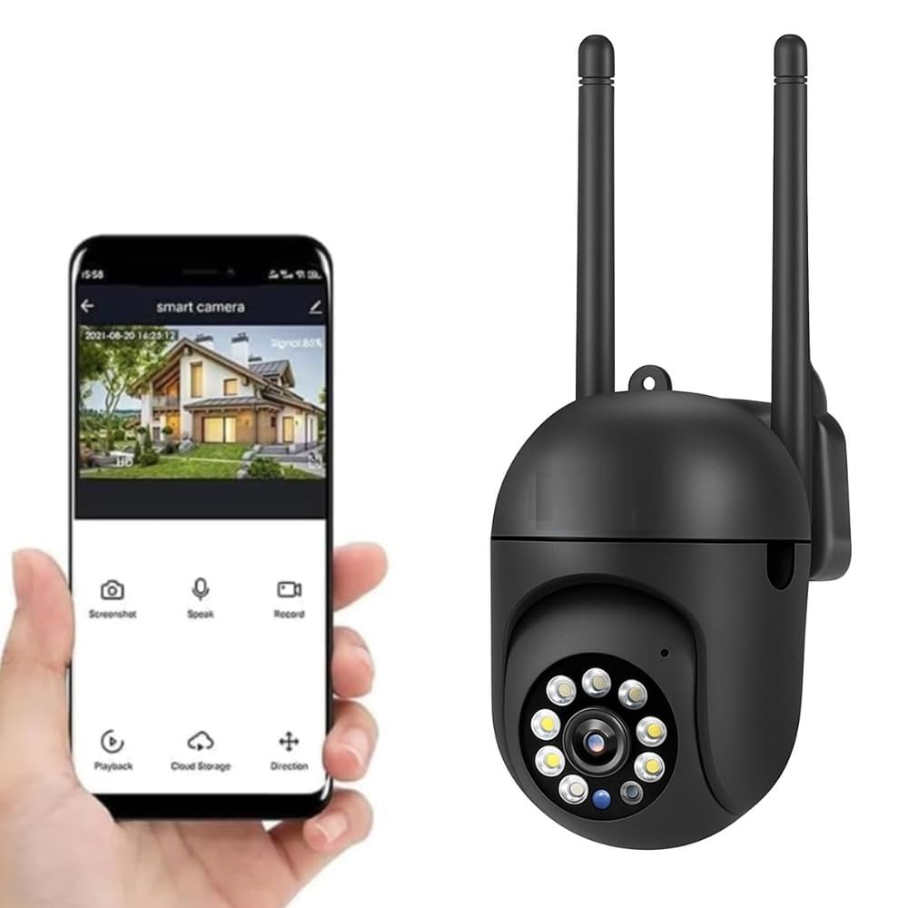 Outdoor WiFi Security Camera, HD 1080P, Smart Home Surveillance with Night Vision, Mobile App Control, Dual Antenna, Black-image-38