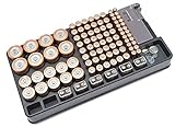 Elegant Gizmos Large Capacity Battery Organizer Storage Case with Tester Holds 100+ Common Home Batteries Safely Stored On A Shelf Or Drawer Or Mount On A Wall So You Declutter Save Space