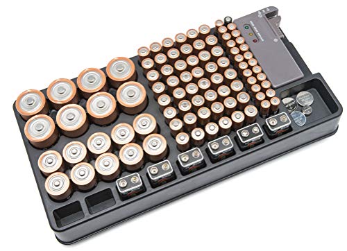 Elegant Gizmos Battery Organizer Storage Case with Tester