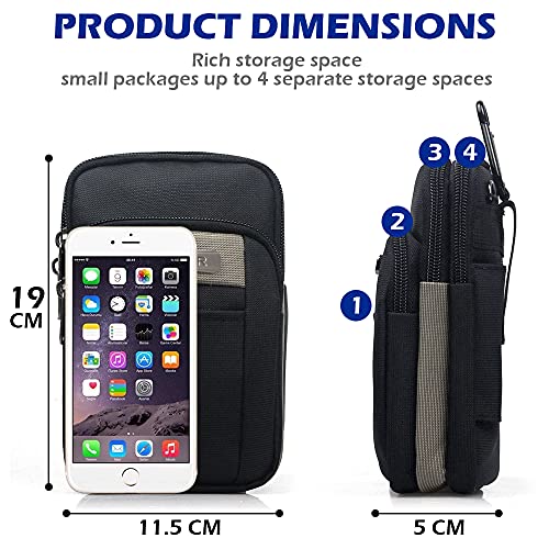 SPAHER Kleine zijtas voor heren Schoudertas Buitensport Heuptas voor wandelen Crossbody Tactical MOLLE EDC Mobiel Pouch Riem Heuptas Business Heuptas Heuptas Messenger Sling Bag Reizen Sporttas Zwart - Image 4