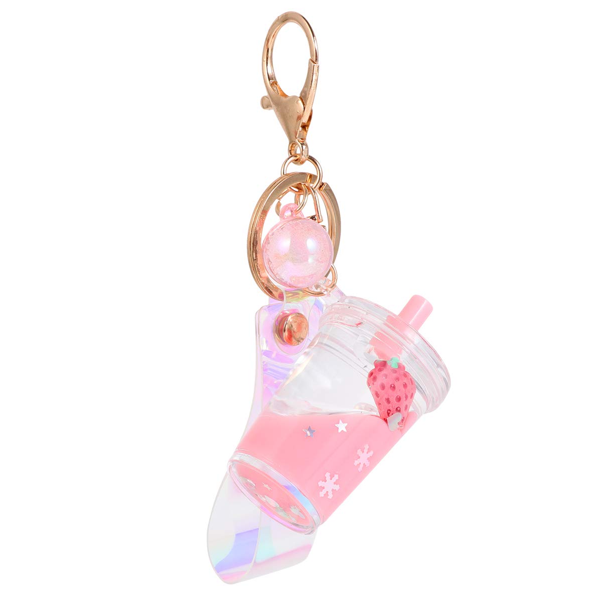 VALICLUD Fruit Keychain with Liquid Quicksand Design Cute Acrylic Keyring Bag Pendant for Women and Kids
