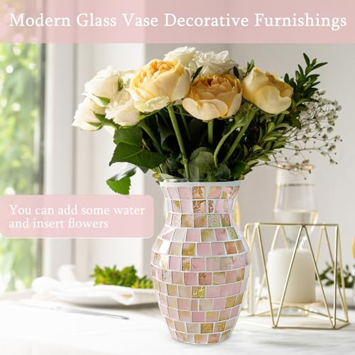 AiiBowy Vase, Glass Vases, Handmade Mosaic Glass Vase, Decorative Vases, Modern Vase for Office Living Room, Kitchen - Image 4