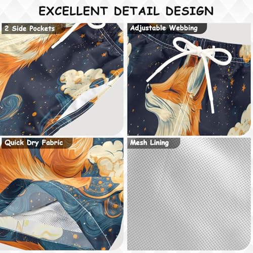 Boys Beach Board Shorts Fox Galaxy Star Cloud Swim Trunk Teen Swimwear 8-16Y3