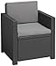 "Allibert by Keter" Gartenlounge Sessel Victoria, graphit/cool grey, inkl. Sitz- und Rückenkissen, Kunststoff, flache Rattanoptik