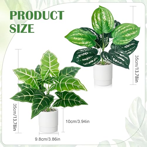 2 Stück Kunstpflanze Wie Echt, Künstliche Pflanzen im Topf Zimmerpflanzen, 35cm Kunstpflanzen Dekopflanze Fake Plant Plastik Pflanze für Badezimmer Büro Küche Badezimmer Dekoration – Bild 3