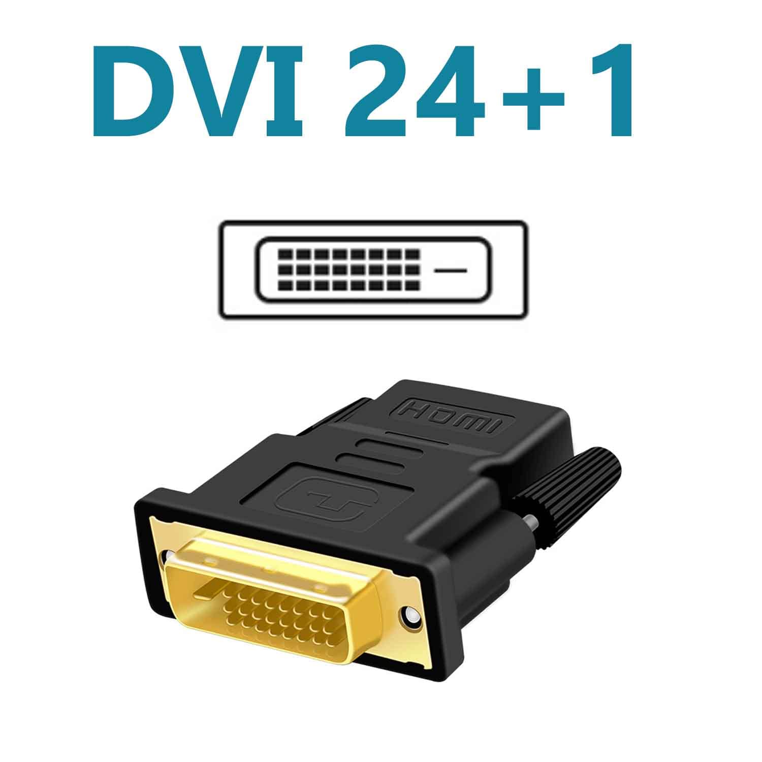 Adattatore HDMI-DVI, Connettore DVI su HDMI 1080P Full HD Bidirezionale DVI-D 24+1 Maschio HDMI Femmina Connettori Video Digitale Adatto per Desktop,Videoproiettori,TV,Tenere Sotto Controllo