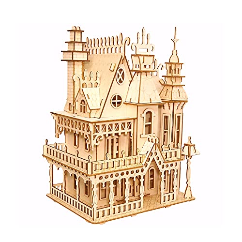 Creative 3D Wooden Puzzle,Miniature Christmas Dollhouse Wooden Puzzle Craft Toy,Hotmisu Wooden Dollhouse Miniature Puzzles Kit,Unique Craft Kits Thanksgiving/Valentine's/Birthday Gift(Fantasy Villa) Creative 3D Wooden Puzzle,Miniature Christmas Dollhouse Wooden Puzzle Craft Toy,Hotmisu Wooden Dollhouse Miniature Puzzles Kit,Unique Craft Kits Thanksgiving/Valentine's/Birthday Gift(Fantasy Villa)