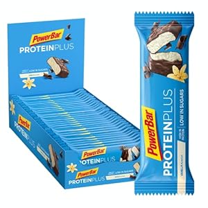 Powerbar Protein Plus Riegel mit nur 107 Kcal – Low Sugar Eiweissriegel, Fitnessriegel mit Ballaststoffen – Vanilla (30 x 35g)