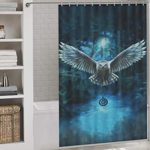 Rideau de douche hibou 152x183cm imperméable avec crochets - 2