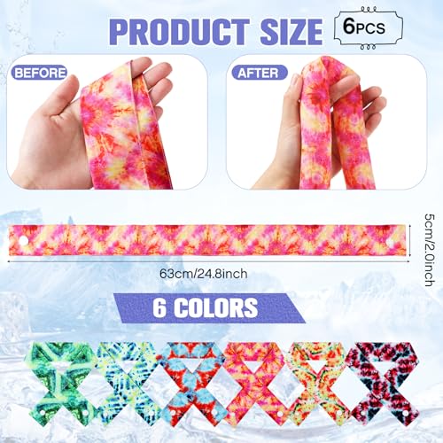 Image of Hanaive 6 Pcs Tie Dye-2 Cooling Neck Wraps with Button