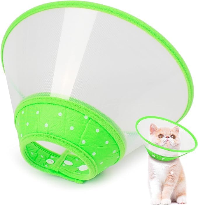 Image of Pets Empire Pet Recovery Collar for Dogs & Cats | Adjustable Elizabethan Cone | Protective E-Collar for Wound Healing, Grooming & Post-Surgery Care Green (M)
