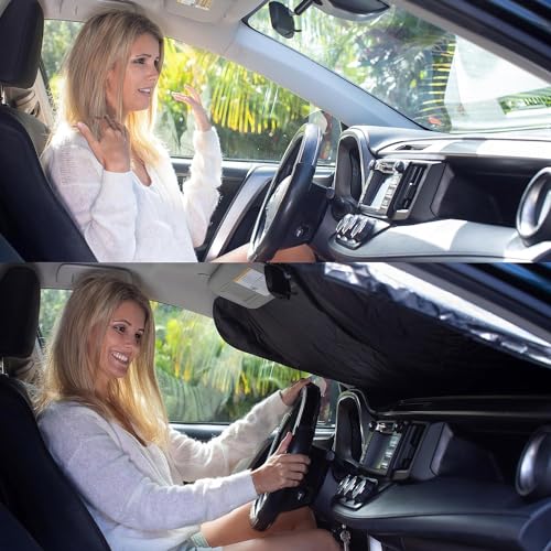 Image of Car Sunshade Pack of 4 for Car Windows, UV Protection, Heat Resistant, Foldable Sun Shades for Cars