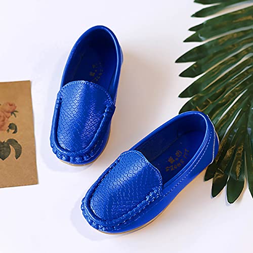 Boys Girls Leather Loafers Soft Slip-On Texture Flat𝘀 Boat Dress 𝗠occasin Daily Casual Walking Schooling Shoes3
