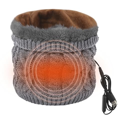 TINAYAUE Unisex Beheizter USB-Schal Warmer Winterschal verdickter Plüsch Halswärmer Weicher Strickschal Winddicht Nackenwärmer Gestricktes Halstuch für Radfahren, Wandern, Reisen, Bergsteigen