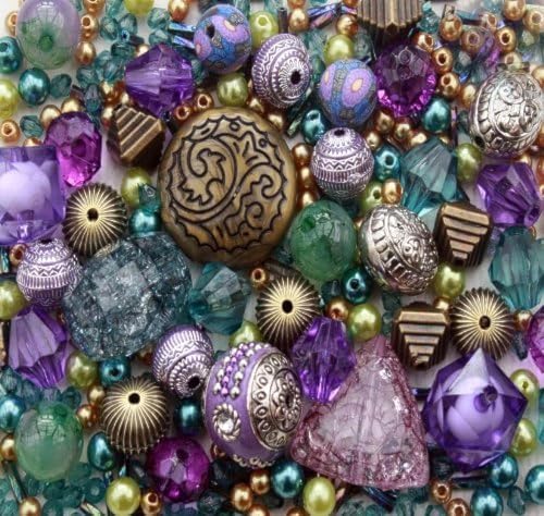 Jewellery Making Beads Mix Set - 80g, Purple, Small