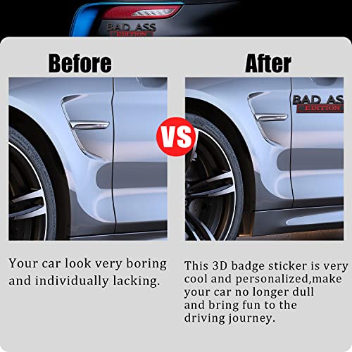 Image of Pincuttee 3D Metal Sticker for Bumper /Fender /Body /Rear /Side, Bumper Emblem, Bad Ass Edition Emblem for Cars /SUV /Truck (Black /Red, 1PC)