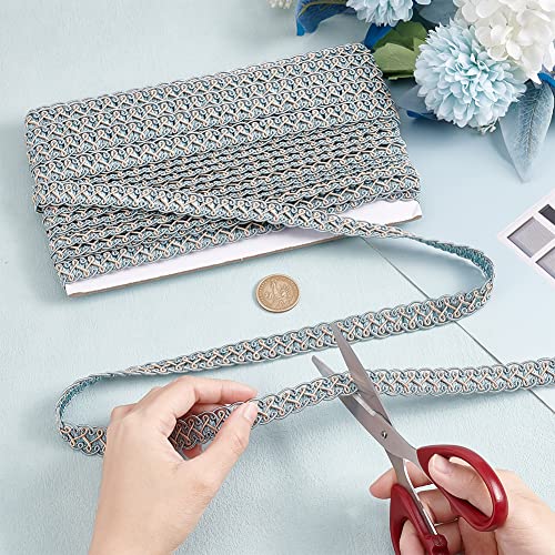 PH PandaHall 13 Yard Gimp Braid Woven Fabric Trim Polyester Braided Lace Blue Upholstery Trim for Wedding Costume DIY Crafts Sewing Jewelry Making Curtain Slipcover Home Decor - Image 3