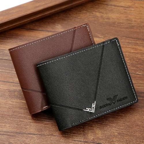 Short Wallet PU Card Bag Folding Card Holder Men(Black)4