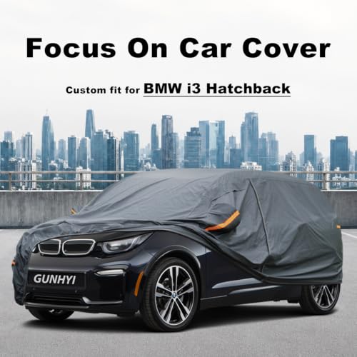 Image of GUNHYI Premium Car Cover Custom Fit BMW i3 Hatchback, 16 Layers Heavy Duty Car Cover Waterproof All Weather with Zipper Door for Sun Rain Snow Dust Uv Protection