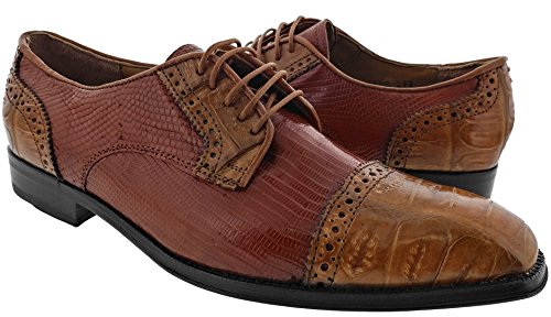 Dolce Pelle - Men's Chedron Genuine All Real Lizard Crocodile Skin Dress Shoe 12.5 EE