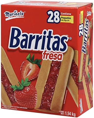 PAQUETE DE BARRITAS DE FRESA 28 PAQUETITOS DE 55g