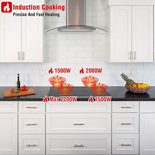 Induction Cooktop 4 Burner ECOTOUCH Electric Cooktop Built-in Induction Cooker 24 inch, Induction Stove Top Smoothtop Vitro Ceramic Surface with Booster Burner IB640 - Thumbnail 7