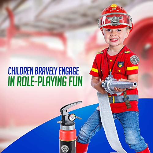 WolVol Firefighter Hat with Lights and Sirens - Well-Made Plastic Costume Hat with Badge & Extinguisher - Aids Kinesthetic Learning & Development for Boys & Girls - Thumbnail 5