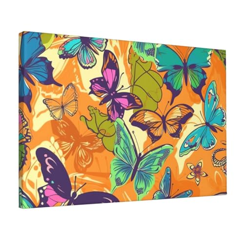 Impression papillon colorée sur toile 30x45 cm décoration murale salon